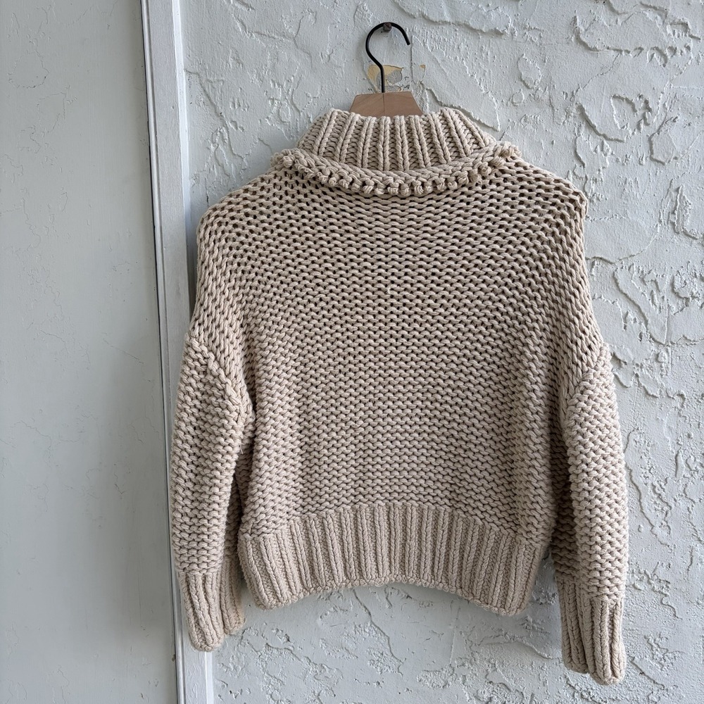 Free People Sweater Women's XS Beige My Only Sunshine Chunky Knit Pullover - Picture 5 of 6